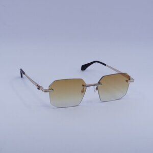 Palm Angels PERI10G QUARTZ 7622 Sunglasses Gold Geometric Frame, Orange Lenses